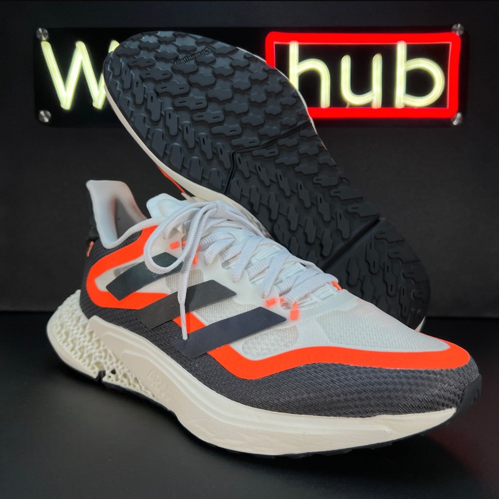Adidas 4DFWD Pulse 2 Running Shoes • GX9285 • Crystal White/Orange • Men Sz 9.5